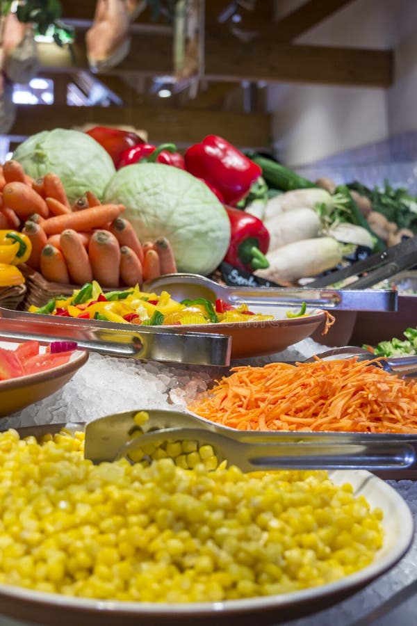 Salad Bar Selection in Restaurant Buffet Stock Image Image of hotel