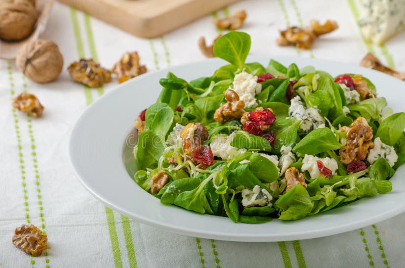 Salad with Blue Cheese and Balsamic Dressing Stock Photo Image of