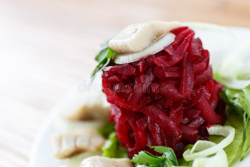 Salad with Boiled Beet and Herring Stock Photo Image of healthy