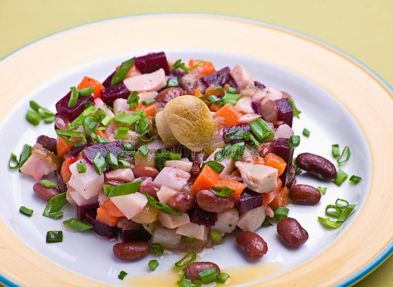 Boiled Beet Salad with Soft Feta Cheese and Sauce Stock Photo Image