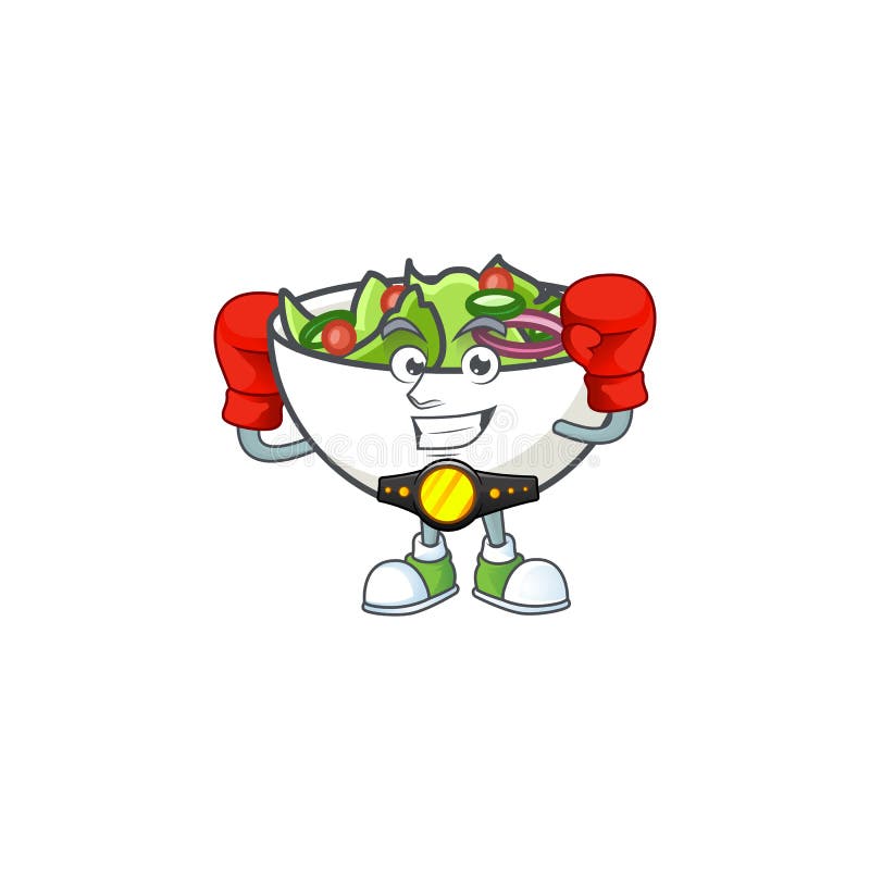 Salad in the a Bowl Boxing Mascot Stock Vector Illustration of diet
