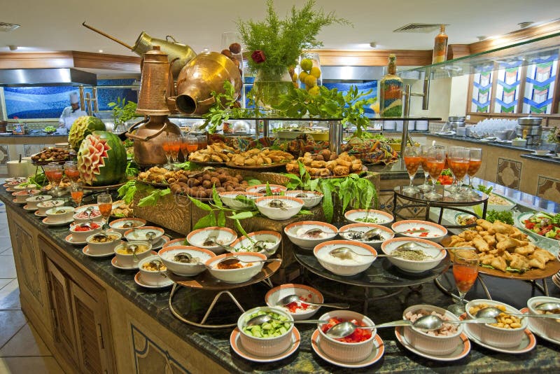 Salad Buffet in a Luxury Hotel Restaurant Stock Image - Image of cold