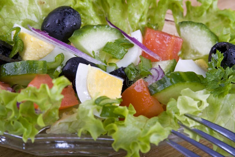 Salad with egg and tomato