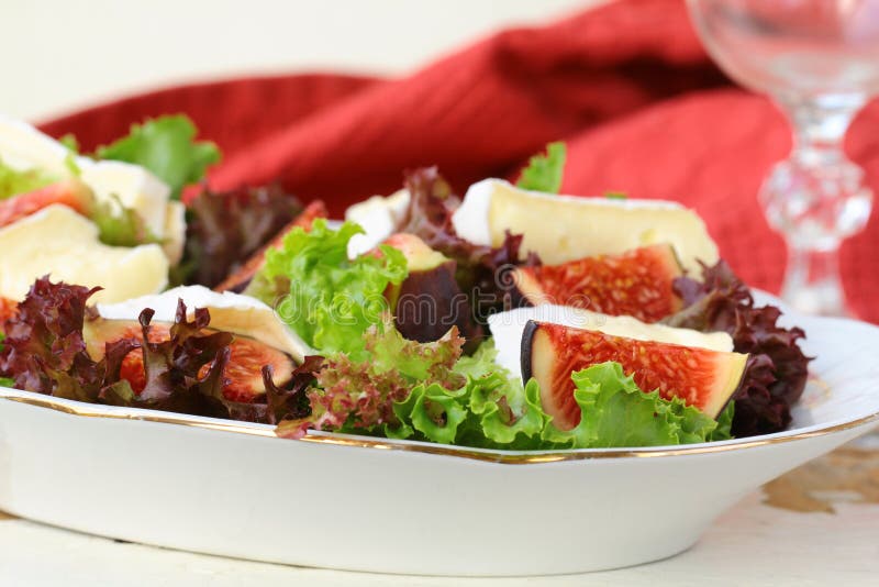 Salad with Figs and Brie Cheese Stock Image Image of salad, fresh