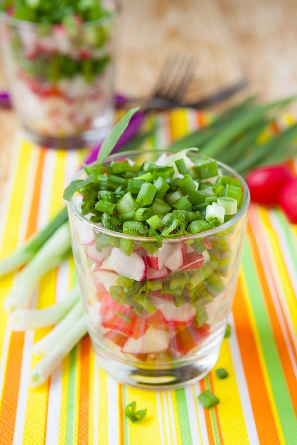 Salad with fresh radishes and green onions