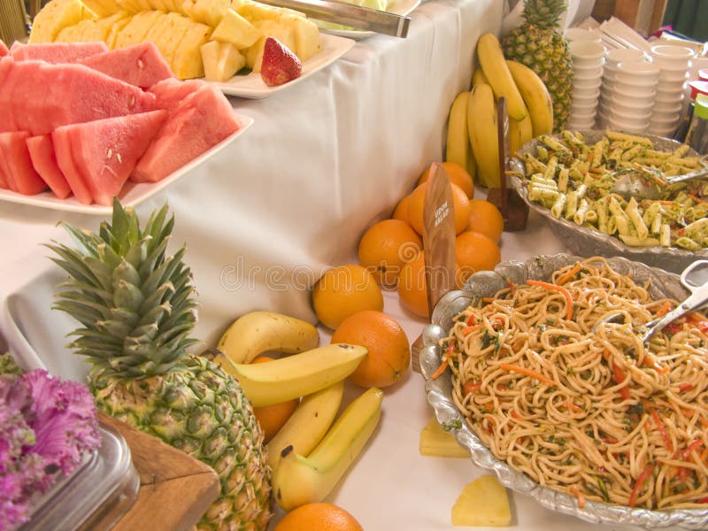 Salad and Fruit Buffet Table royalty free stock photos