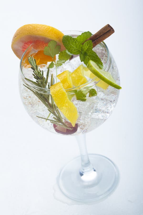 Salad Fruit Gin Tonic Isolated Over White Stock Photo Image of