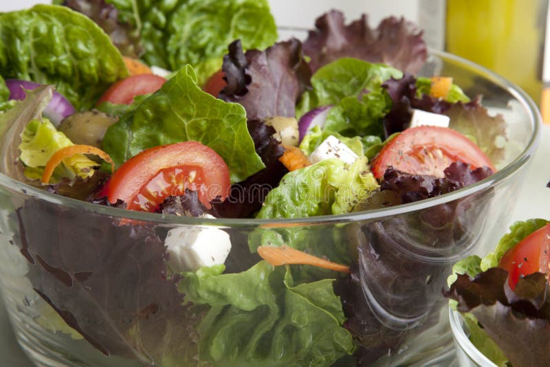 Salad in Glass Bowl stock image. Image of lunch, romaine 15556337