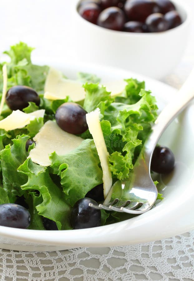 Salad with Grapes and Cheese Stock Image Image of gourmet, leaves