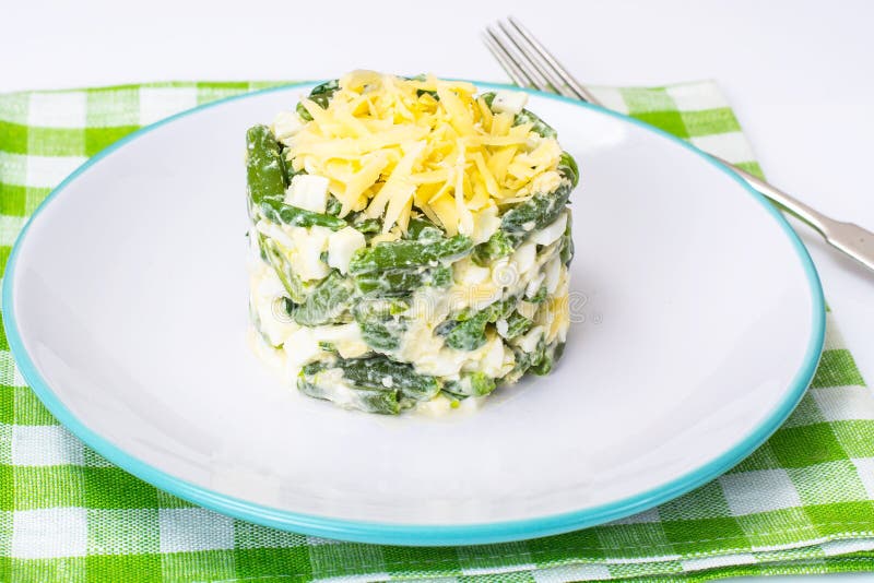 Salad with Green Beans, Eggs and Cheese Stock Image Image of cooking