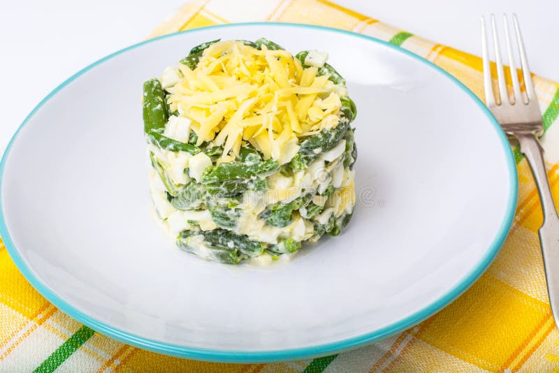 Salad with Green Beans, Eggs and Cheese Stock Image Image of cuisine