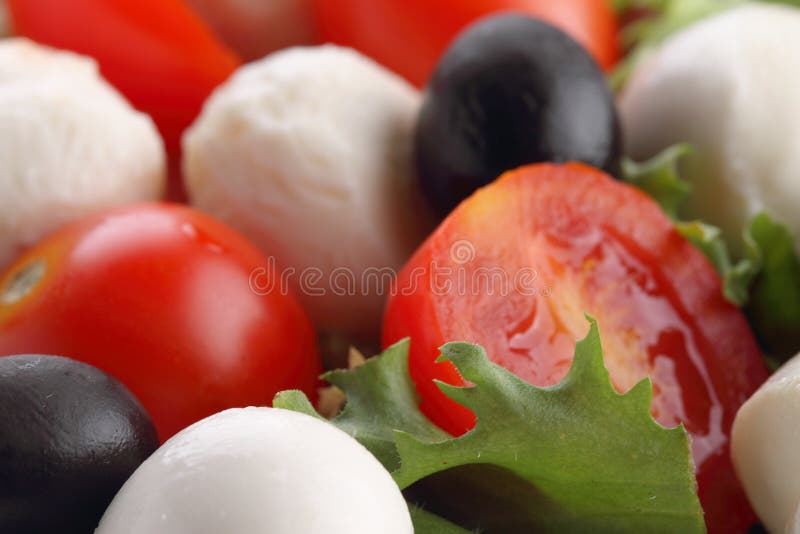 Salad with Mozzarella and Tomatoes Stock Photo Image of appetizer