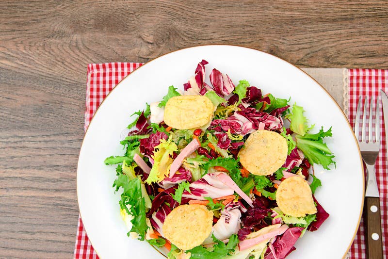 Salad with Potato Chips, Cheese Stock Photo Image of grilled, healthy