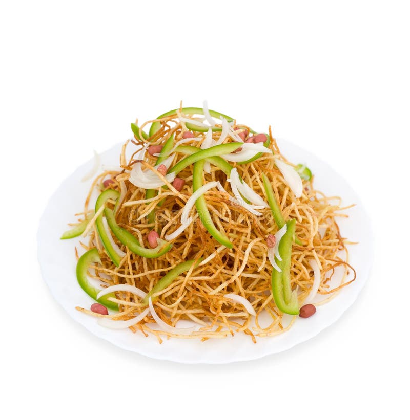 Salad with Potato Chips, Clipping Path. Stock Photo Image of depth