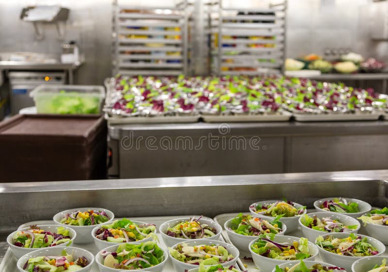 Salad Preparation Area in Commercial Kitchen Stock Photo Image of