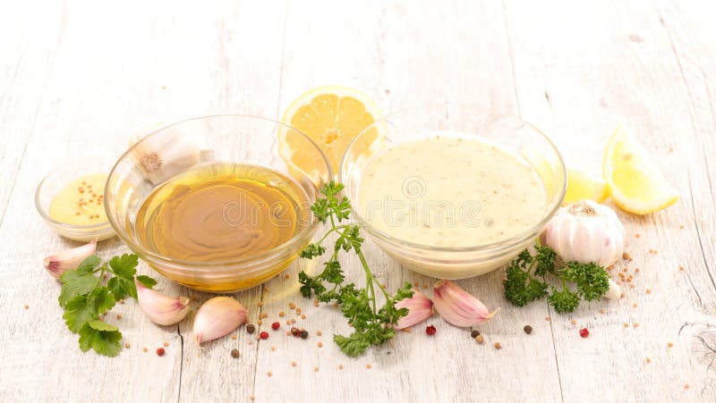 Salad sauce with mustard, oil