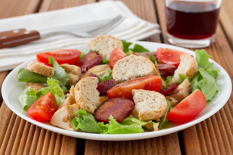 Salad with sausage