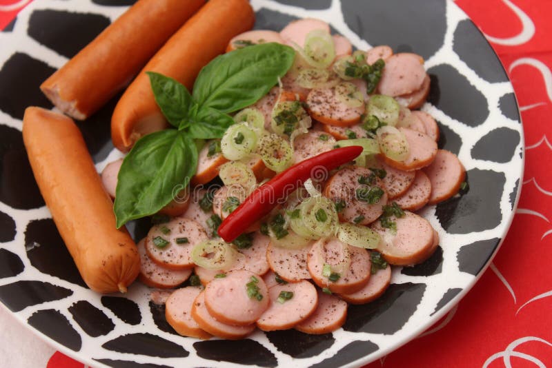 Salad of sausage stock image. Image of dressing, chili 96840935