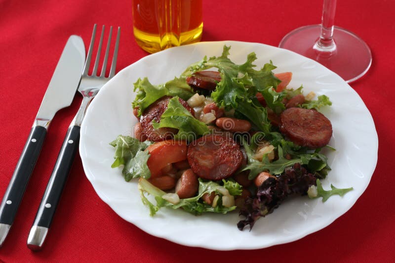 Salad with sausages