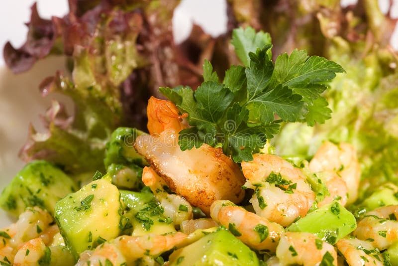 Salad with shrimp and avocado