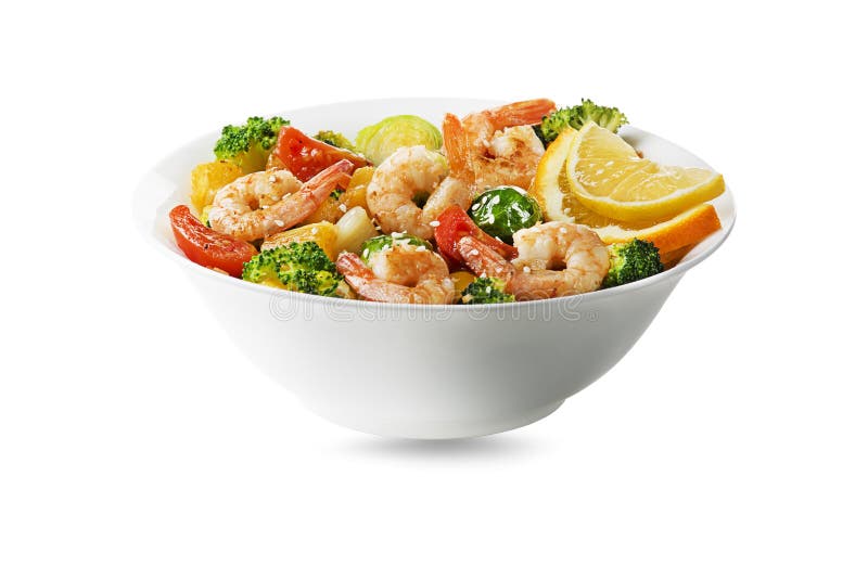 Salad shrimp meal with vegetable