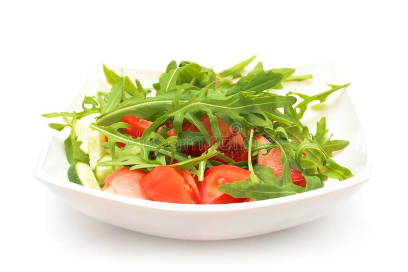 Salad from tomatoes, rucola, olive oil