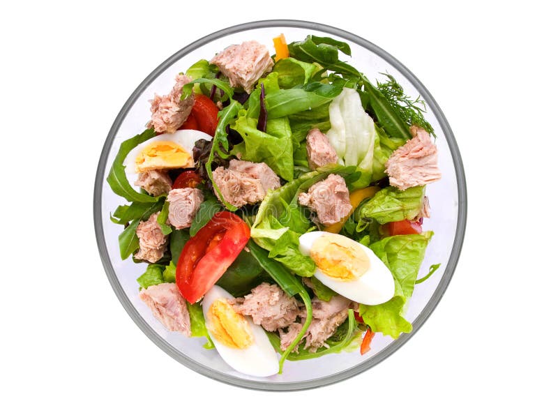 Salad with tuna fish stock photo. Image of tuna, green 22002870
