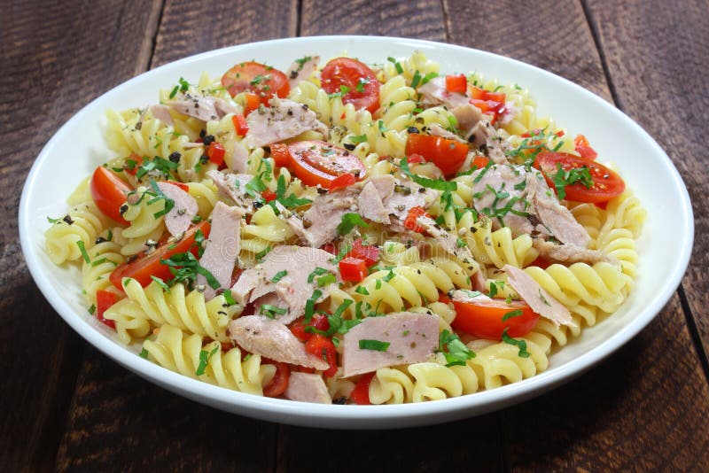 Salad with tuna and pasta stock photo. Image of tasty - 68287658