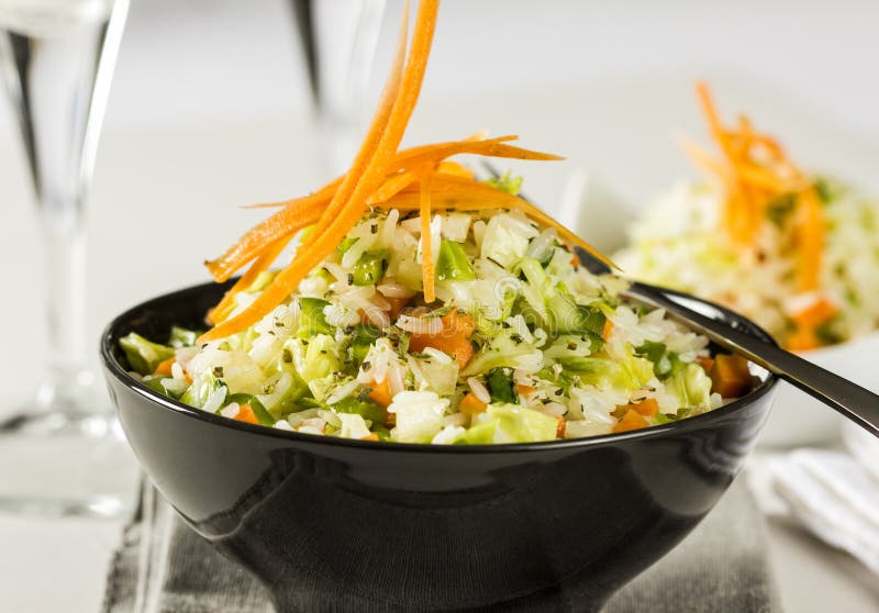 Salada do arroz com vegetais imagens de stock royalty free Salada do arroz com vegetais imagens de stock royalty free