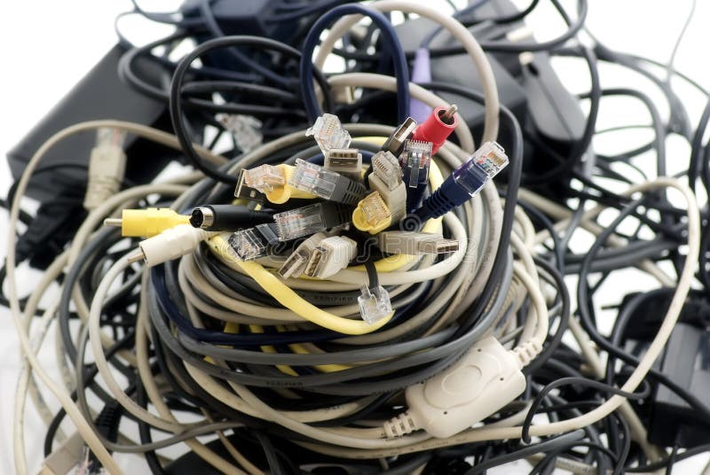 A wild mixture of different electronic cables and adapter. A wild mixture of different electronic cables and adapter