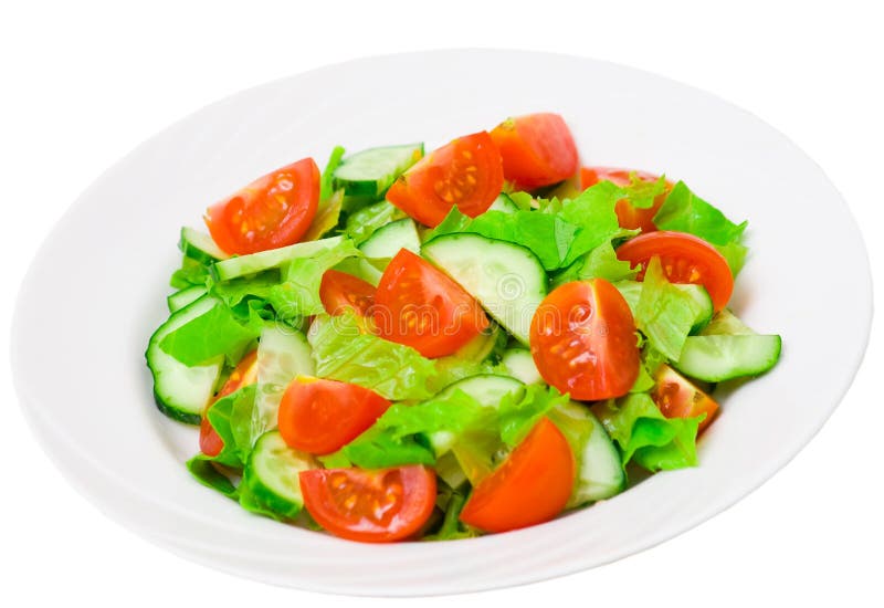 Salada do legume fresco com alface, tomate e pepino fotos de stock Salada do legume fresco com alface, tomate e pepino fotos de stock