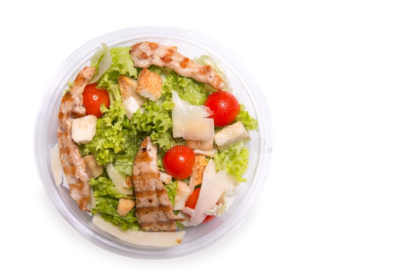 Salade de César avec de la viande grillée de poulet, vue supérieure photo stock