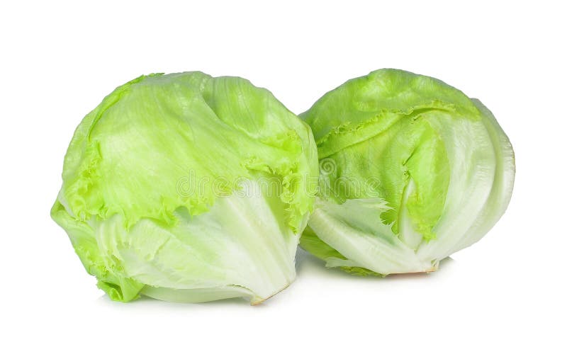Salade 'Iceberg' verte d'isolement sur le blanc image stock Salade 'Iceberg' verte d'isolement sur le blanc image stock