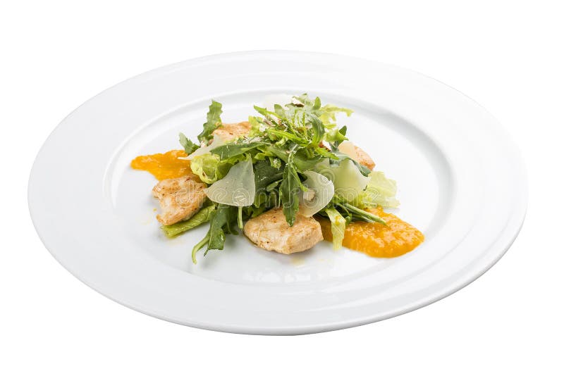 Salade met geroosterde kip en amandelen royalty-vrije stock foto Salade met geroosterde kip en amandelen royalty-vrije stock foto