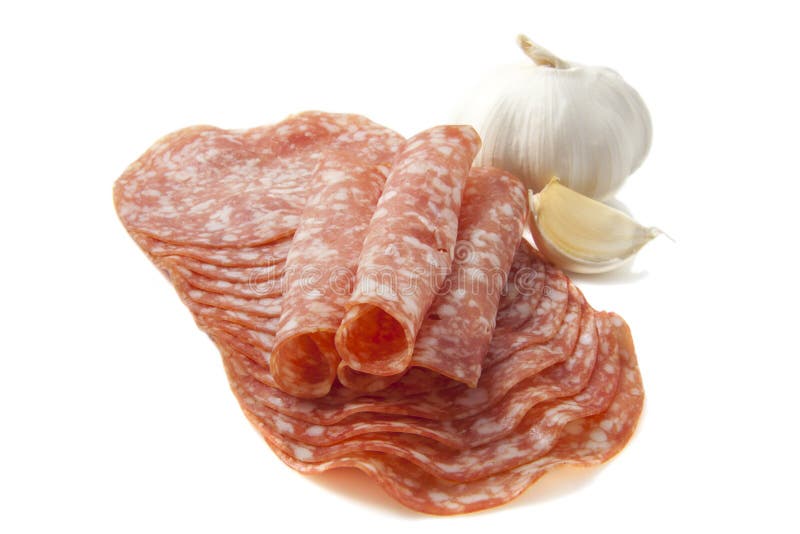 One slice of salami stock photo. Image of meat, pork 12311112