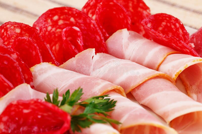 Salami and bacon stock image. Image of gourmet, lunch 34850013