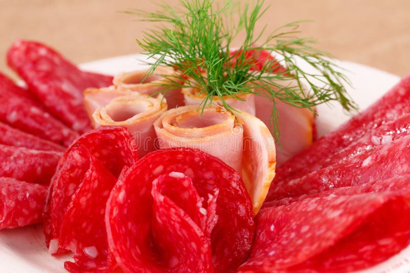 Salami and bacon stock photo. Image of bacon, dill, herb 35243248
