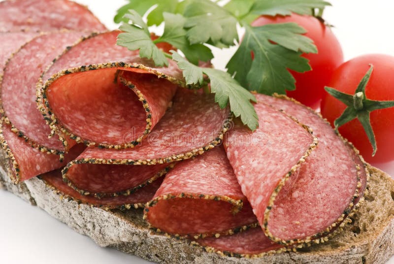 Salami Bread stock photo. Image of skin, pepper, cholesterol 17020930