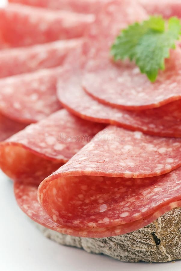 Salami Bread stock image. Image of sausage, gourmet, meat 17020875