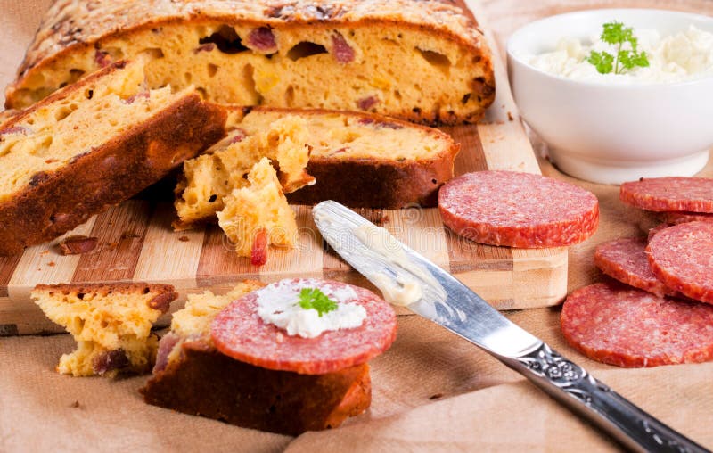 Salami bread stock photo. Image of keywords, brown, baked 31055894