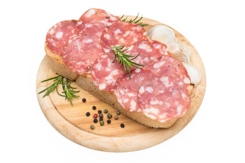 Salami and bread stock photo. Image of antipasti, salumeria 61898530