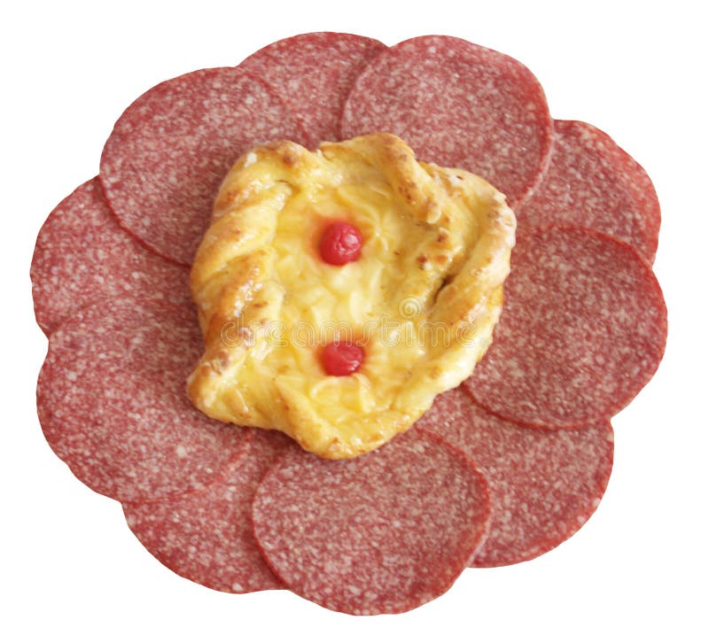Salami and Cake by a Breakfast Stock Image Image of circle, botany