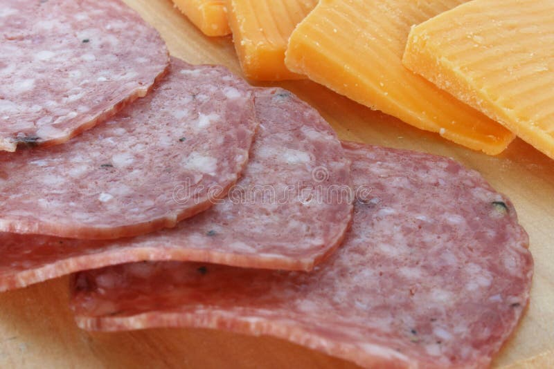 Salami and cheese stock image. Image of sliced, processed 6943017