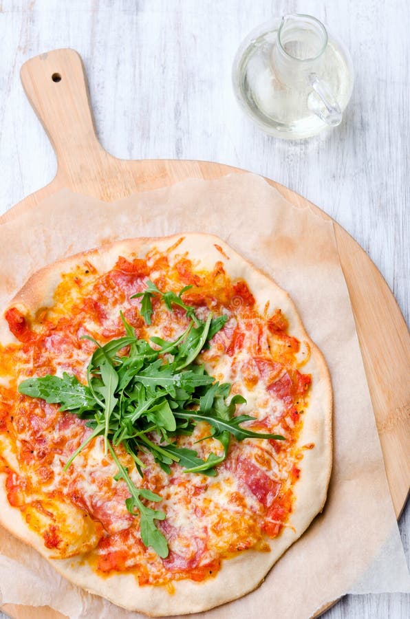 Salami and cheese pizza stock photo. Image of dinner 58037278
