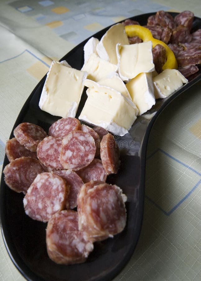 Salami And Cheese Plate Stock Photo Image 2879970