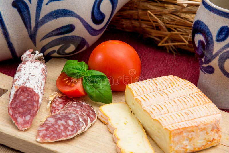Salami and cheese stock image. Image of drinking, bottle 40694759