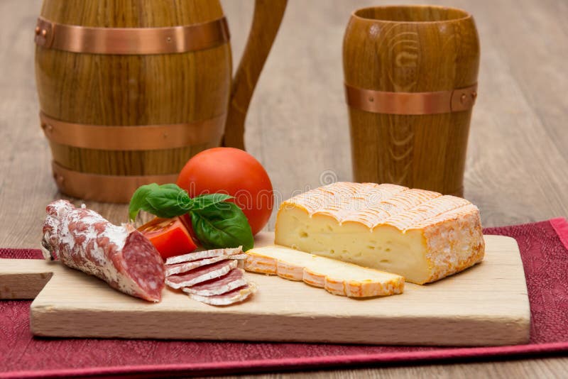 Salami and cheese stock photo. Image of drinking, straw 40695112