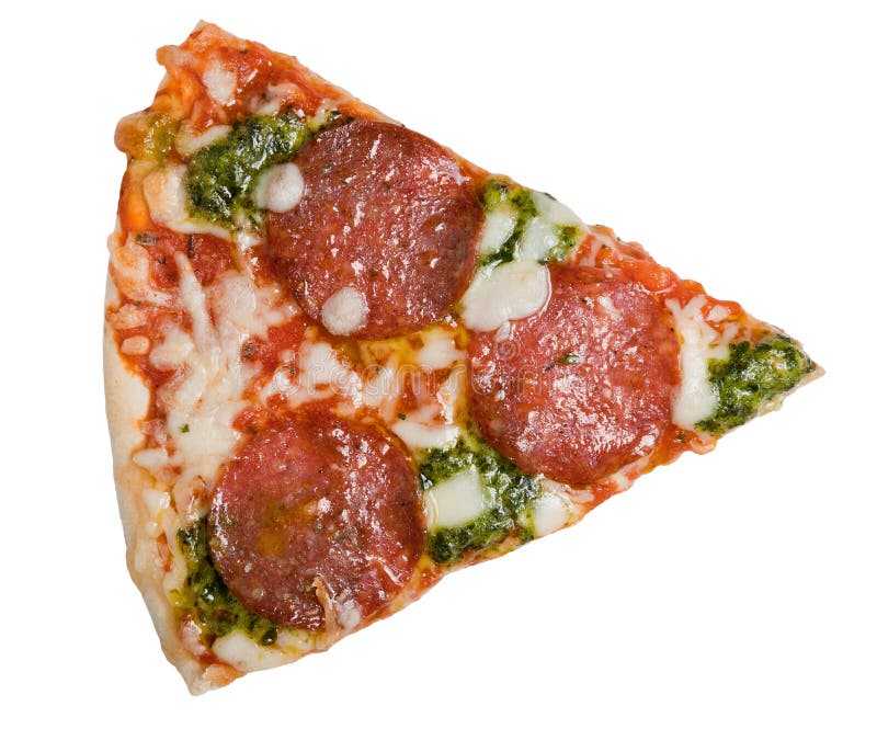 Salami et pesto figés de part de pizza image libre de droits Salami et pesto figés de part de pizza image libre de droits