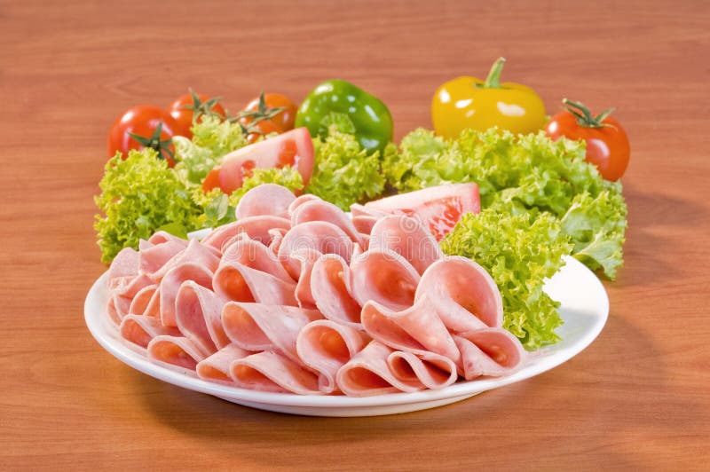 Salami and fresh vegetables