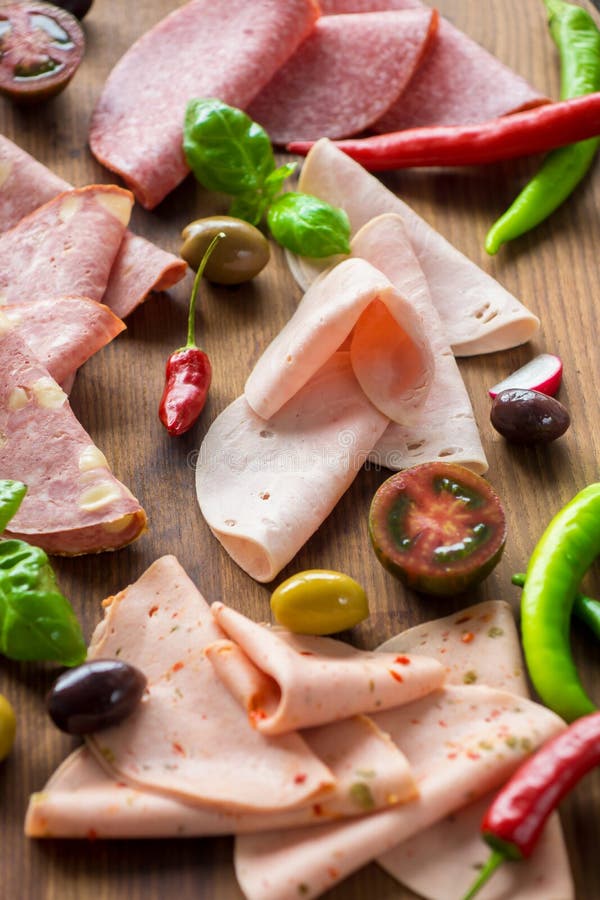 Salami and ham stock photo. Image of food, sliced, cuisine 54864854